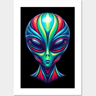 Colorful alien head Posters and Art